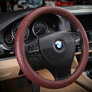 Elegant Car Steering Wheel Covers PU Leather 15 Inch 38CM - Dark Red