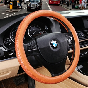 Elegant Car Steering Wheel Covers PU Leather 15 Inch 38CM - Orange