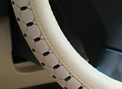 Elegant Green Rubber Car Steering Wheel Cover 15 Inch 38CM - Beige