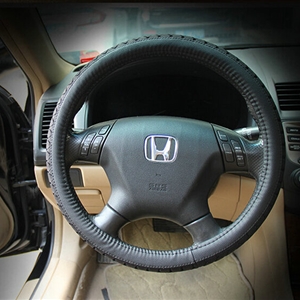 Elegant Green Rubber Car Steering Wheel Cover 15 Inch 38CM - Black