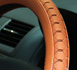 Elegant Green Rubber Car Steering Wheel Cover 15 Inch 38CM - Orange