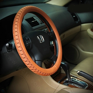 Elegant Green Rubber Car Steering Wheel Cover 15 Inch 38CM - Orange