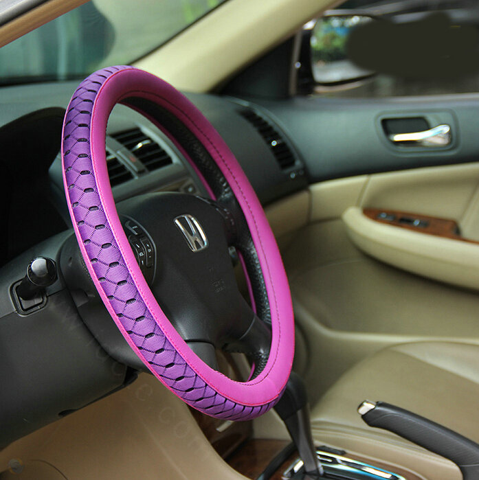 Elegant Green Rubber Car Steering Wheel Cover 15 Inch 38CM - Purple
