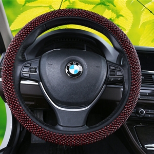 Exquisite Beaded Car Steering Wheel Cover 15 Inch 38CM - Red