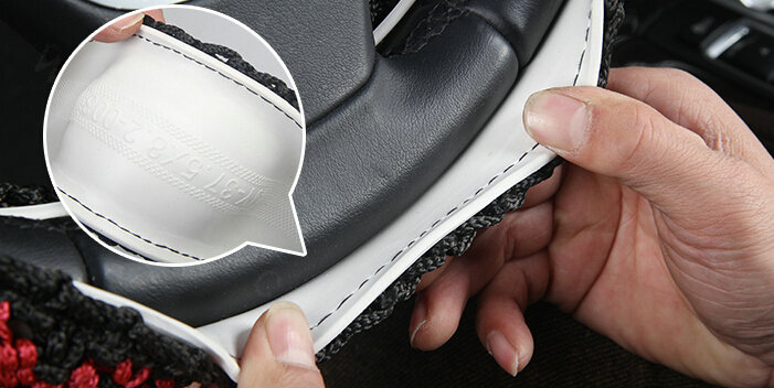 Exquisite Beaded Car Steering Wheel Cover Ice Silk 15 Inch 38CM - Beige