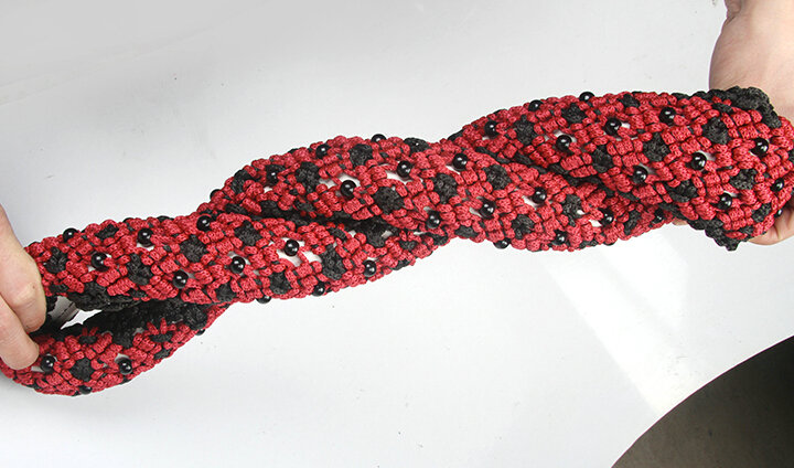 Exquisite Beaded Car Steering Wheel Cover Ice Silk 15 Inch 38CM - Red