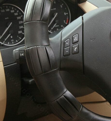 Exquisite Car Steering Wheel Covers Sheepskin Leather 15 Inch 38CM - Black