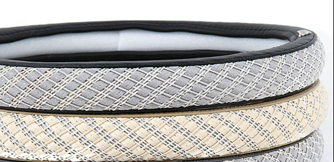 Exquisite Car Steering Wheel Wrap Ice Silk 15 Inch 38CM - Beige