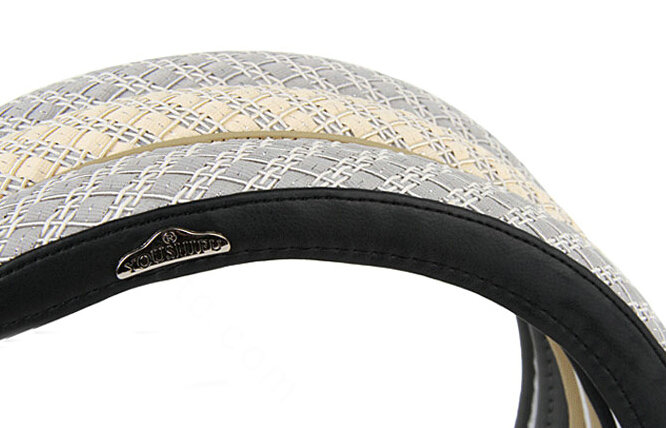 Exquisite Car Steering Wheel Wrap Ice Silk 15 Inch 38CM - Black