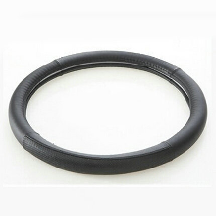 Exquisite Car Steering Wheel Wrap Ice Silk PU Leather 15 Inch 38CM - Black
