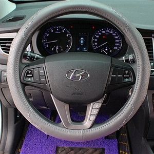 Fashion Auto Steering Wheel Wrap Genuine Leather 15 Inch 38CM - Grey