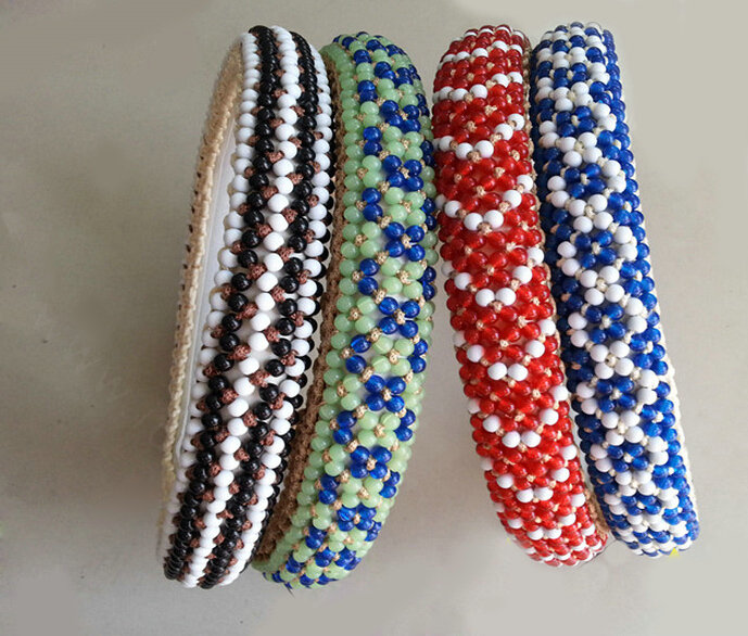 Fashion Beaded Car Steering Wheel Cover Ice Silk 15 Inch 38CM - Red