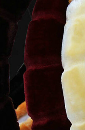 Fluffy Leopard Print Car Steering Wheel Wrap Velvet 15 Inch 38CM - Red