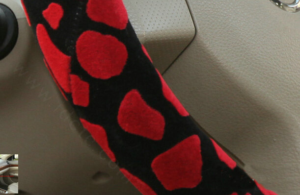 Free Leopard Print Auto Steering Wheel Covers Velvet 15 Inch 38CM - Red