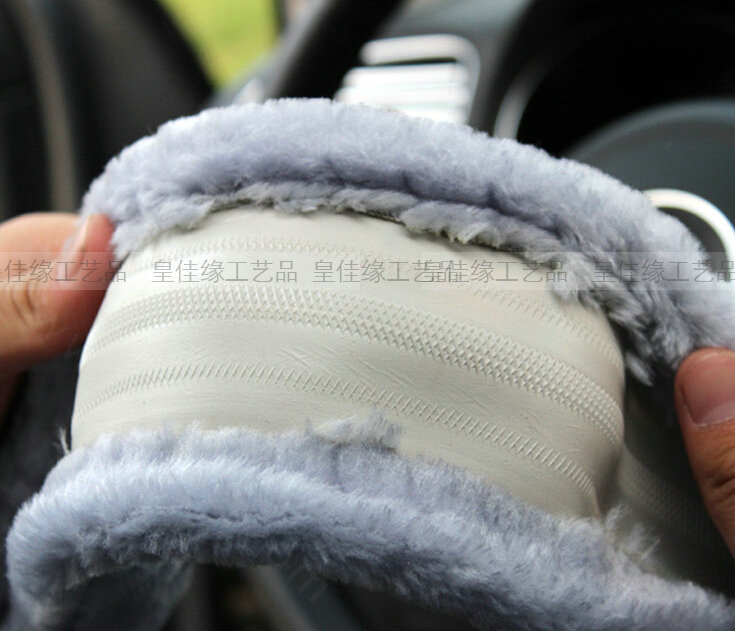 Free Leopard Print Car Steering Wheel Covers Velvet 14 Inch 36CM - Grey