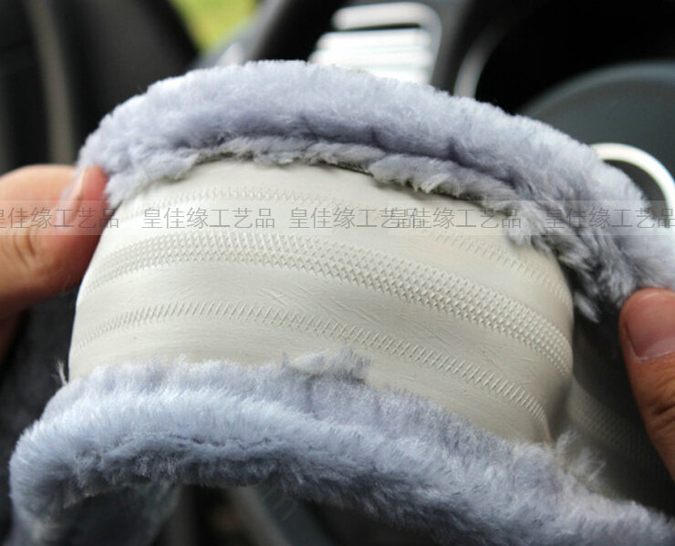 Free Leopard Print Car Steering Wheel Covers Velvet 15 Inch 38CM - Grey