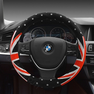 Free Polka Dot Auto Steering Wheel Wrap Velvet 15 Inch 38CM - Black Red