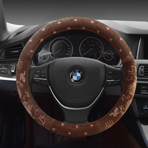 Free Polka Dot Auto Steering Wheel Wrap Velvet 15 Inch 38CM - Brown