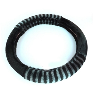 Free Zebra Print Car Steering Wheel Wrap Velvet 15 Inch 38CM - Black Grey