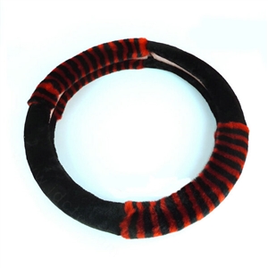 Free Zebra Print Car Steering Wheel Wrap Velvet 15 Inch 38CM - Black Red