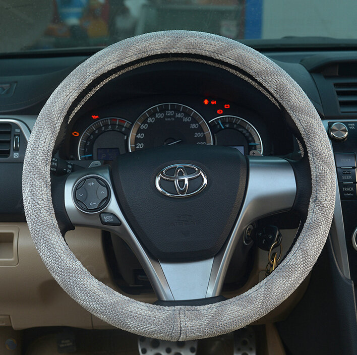 Fringe Car Steering Wheel Wrap Ice Silk 15 Inch 38CM - Grey