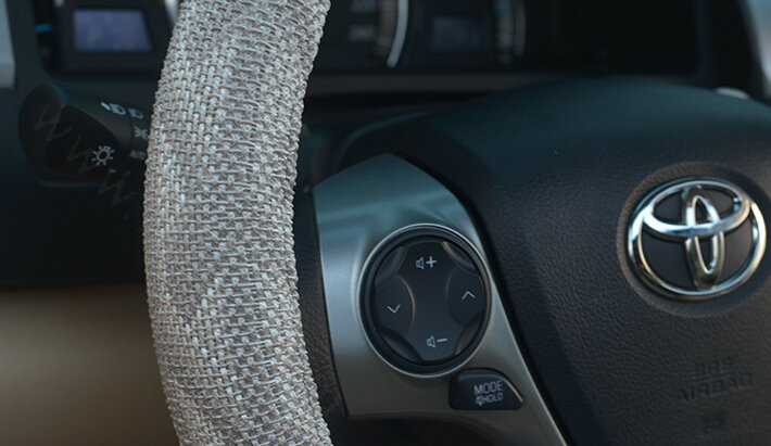 Fringe Car Steering Wheel Wrap Ice Silk 15 Inch 38CM - Grey
