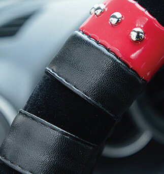 Fringe Car Steering Wheel Wrap Velvet 15 Inch 38CM - Black