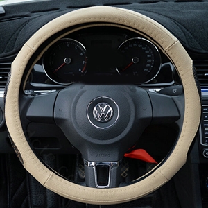 Fun Snake Print Auto Steering Wheel Covers Crocodile Leather 15 Inch 38CM - Beige