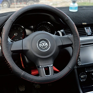 Fun Snake Print Auto Steering Wheel Covers Crocodile Leather 15 Inch 38CM - Black