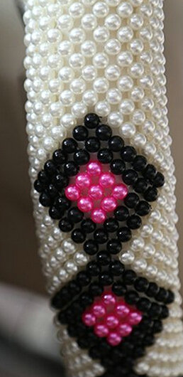 High Quality Beaded Car Steering Wheel Cover 15 Inch 38CM - White