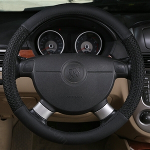 Inexpensive Car Steering Wheel Covers Ice Silk PU Leather 15 Inch 38CM - Black