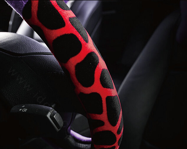 Lovely Leopard Print Auto Steering Wheel Wrap Velvet 15 Inch 38CM - Purple