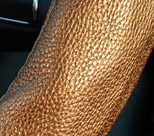 Lozenge Pattern Car Steering Wheel Covers Sheepskin Leather 15 Inch 38CM - Beige