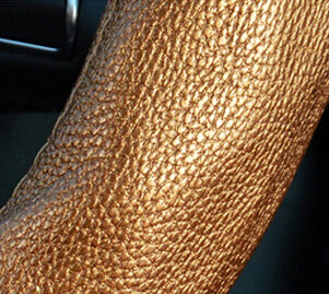 Lozenge Pattern Car Steering Wheel Covers Sheepskin Leather 15 Inch 38CM - Brown