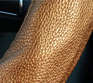 Lozenge Pattern Car Steering Wheel Covers Sheepskin Leather 15 Inch 38CM - Grey