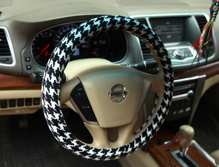 Personalized Car Steering Wheel Wrap Velvet 14 Inch 36CM - Black