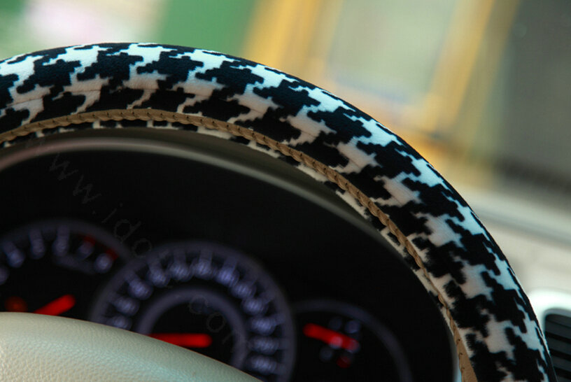 Personalized Car Steering Wheel Wrap Velvet 14 Inch 36CM - Black