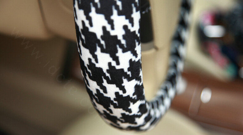 Personalized Car Steering Wheel Wrap Velvet 14 Inch 36CM - Black