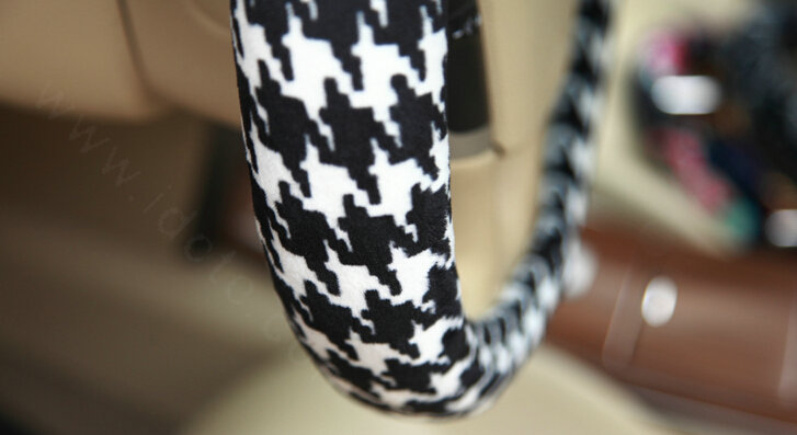 Personalized Car Steering Wheel Wrap Velvet 15 Inch 38CM - Black