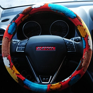 Personalized Flower Auto Steering Wheel Wrap Velvet 14 Inch 36CM - Brown