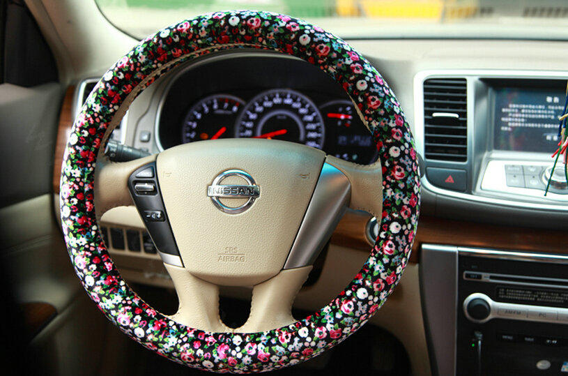 Personalized Flower Auto Steering Wheel Wrap Velvet 14 Inch 36CM - Color