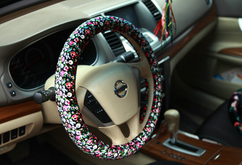 Personalized Flower Auto Steering Wheel Wrap Velvet 14 Inch 36CM - Color