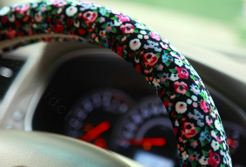Personalized Flower Auto Steering Wheel Wrap Velvet 14 Inch 36CM - Color