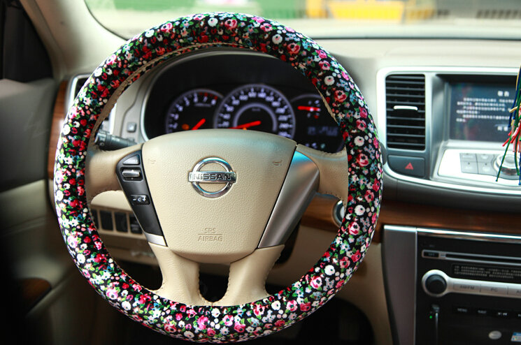 Personalized Flower Auto Steering Wheel Wrap Velvet 15 Inch 38CM - Color
