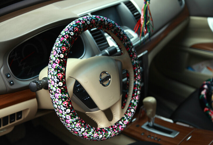 Personalized Flower Auto Steering Wheel Wrap Velvet 15 Inch 38CM - Color