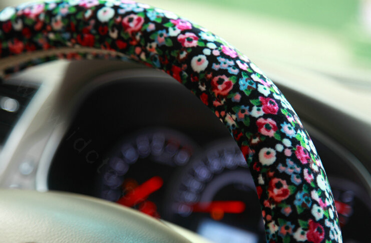 Personalized Flower Auto Steering Wheel Wrap Velvet 15 Inch 38CM - Color