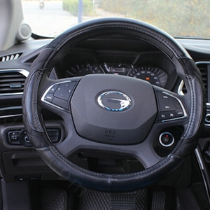 Pretty Auto Steering Wheel Covers Sheepskin Leather 15 Inch 38CM - Black