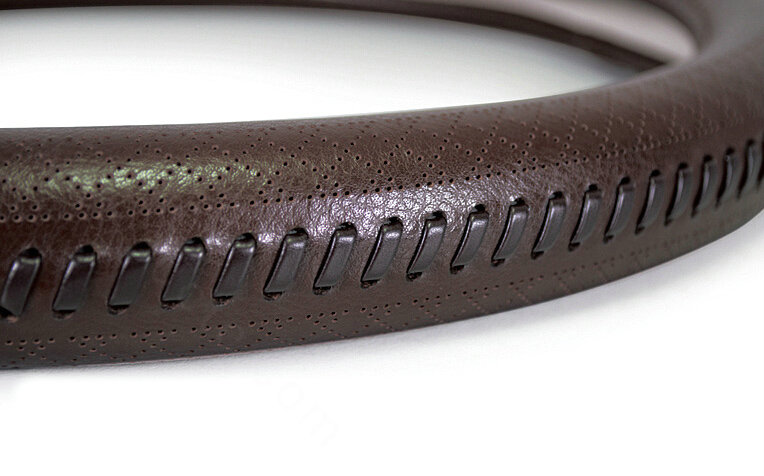 Pretty Auto Steering Wheel Wrap Cow Genuine Leather 15 Inch 38CM - Grey