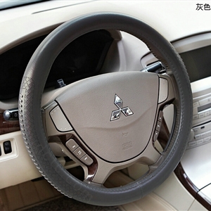 Pretty Auto Steering Wheel Wrap Cow Genuine Leather 15 Inch 38CM - Grey