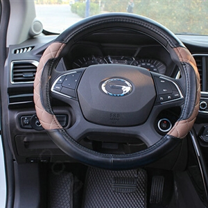 Pretty Car Steering Wheel Covers Sheepskin Leather 15 Inch 38CM - Brown